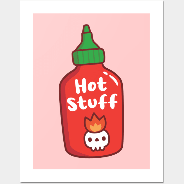 Hot Stuff Skull On Fire Spicy Chili Sauce Bottle Wall Art by rustydoodle